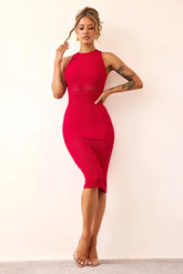 Marlie Knit Midi Dress - Red