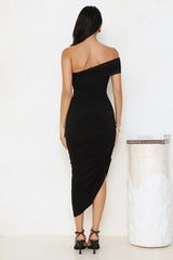Plum Temptation Off Shoulder Midi Dress Black