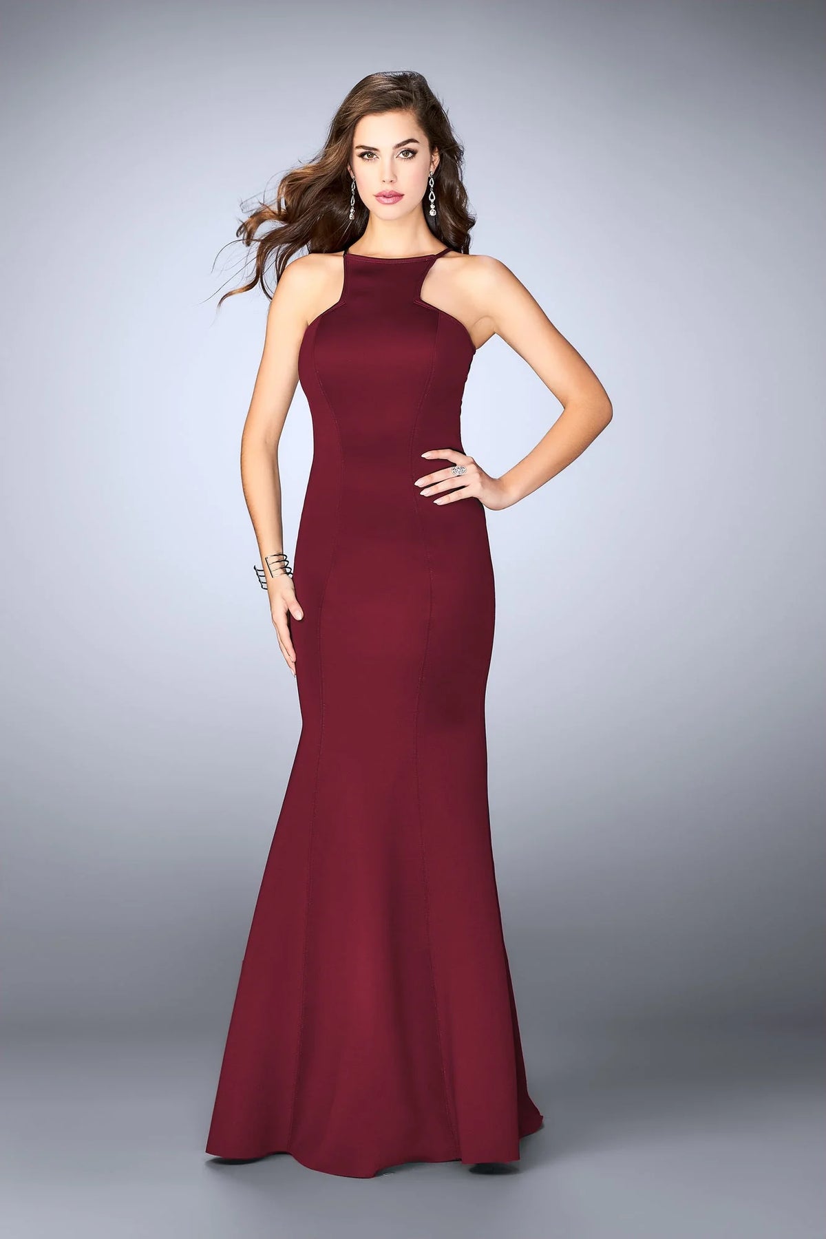 La Femme Open Back Long Prom Dress