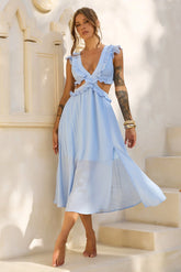 Gaining Ground Midi Dress - Steel Blue
