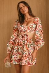 Maddie Mini Dress - Orange Floral