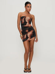 Kalena Mini Dress Brown Multi