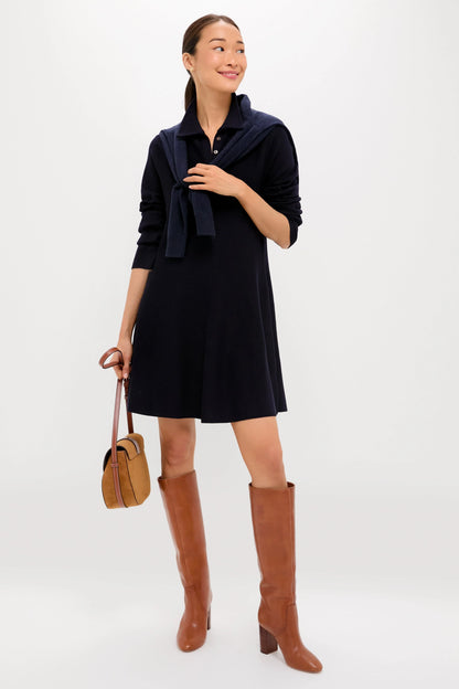 Navy Knit Callie Shirt Dress