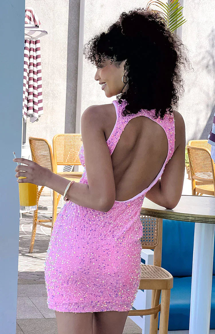Franco Pink Sequin Mini Dress