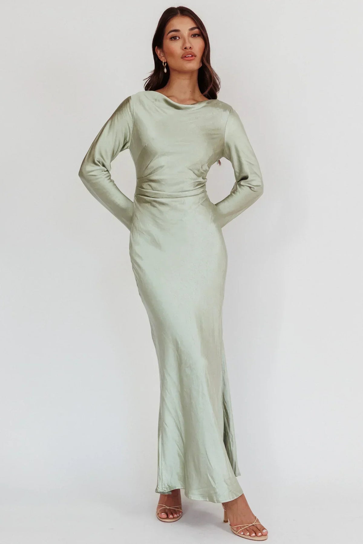 Loveland Cowl Back Midi Dress Sage