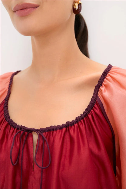 Terracotta Colorblock Organza Zola Maxi Dress
