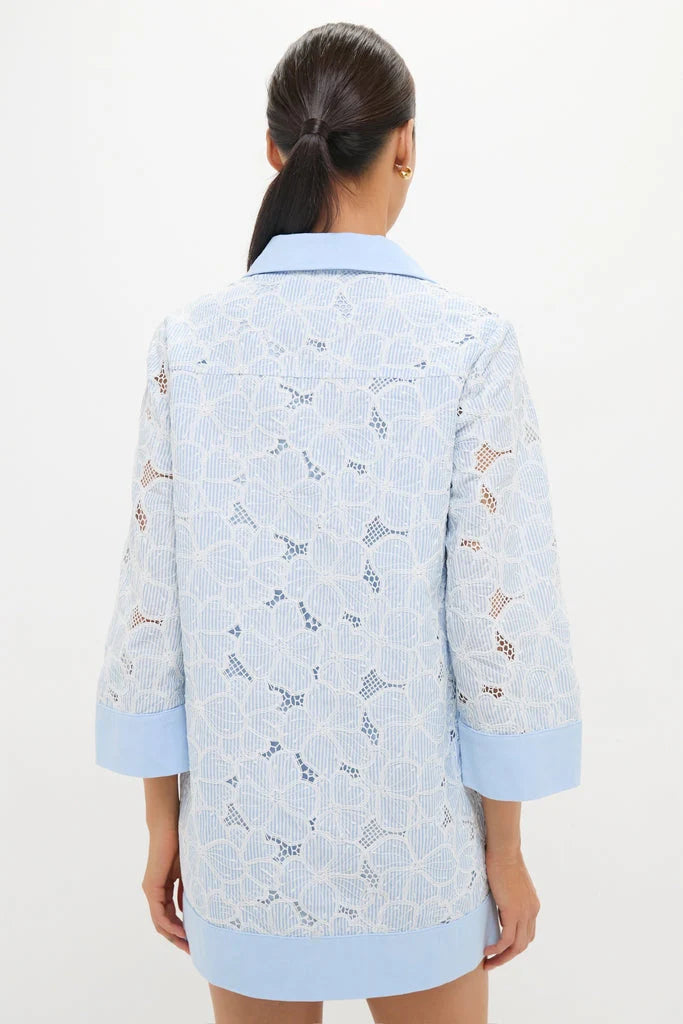 Blue Floral Lace Collier Dress
