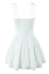 Yellow V-neck Lase-up Ruffle Party Dress