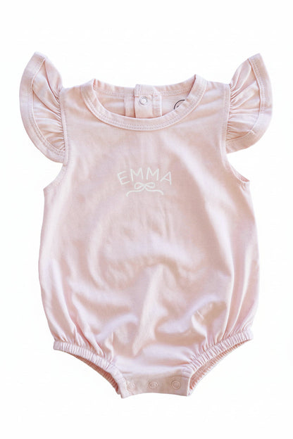 Personalized Ruffle Sleeve Bubble Romper | Pretty in Pink