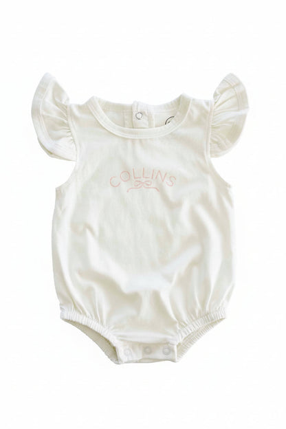 Personalized Ruffle Sleeve Bubble Romper | Pretty in Pink