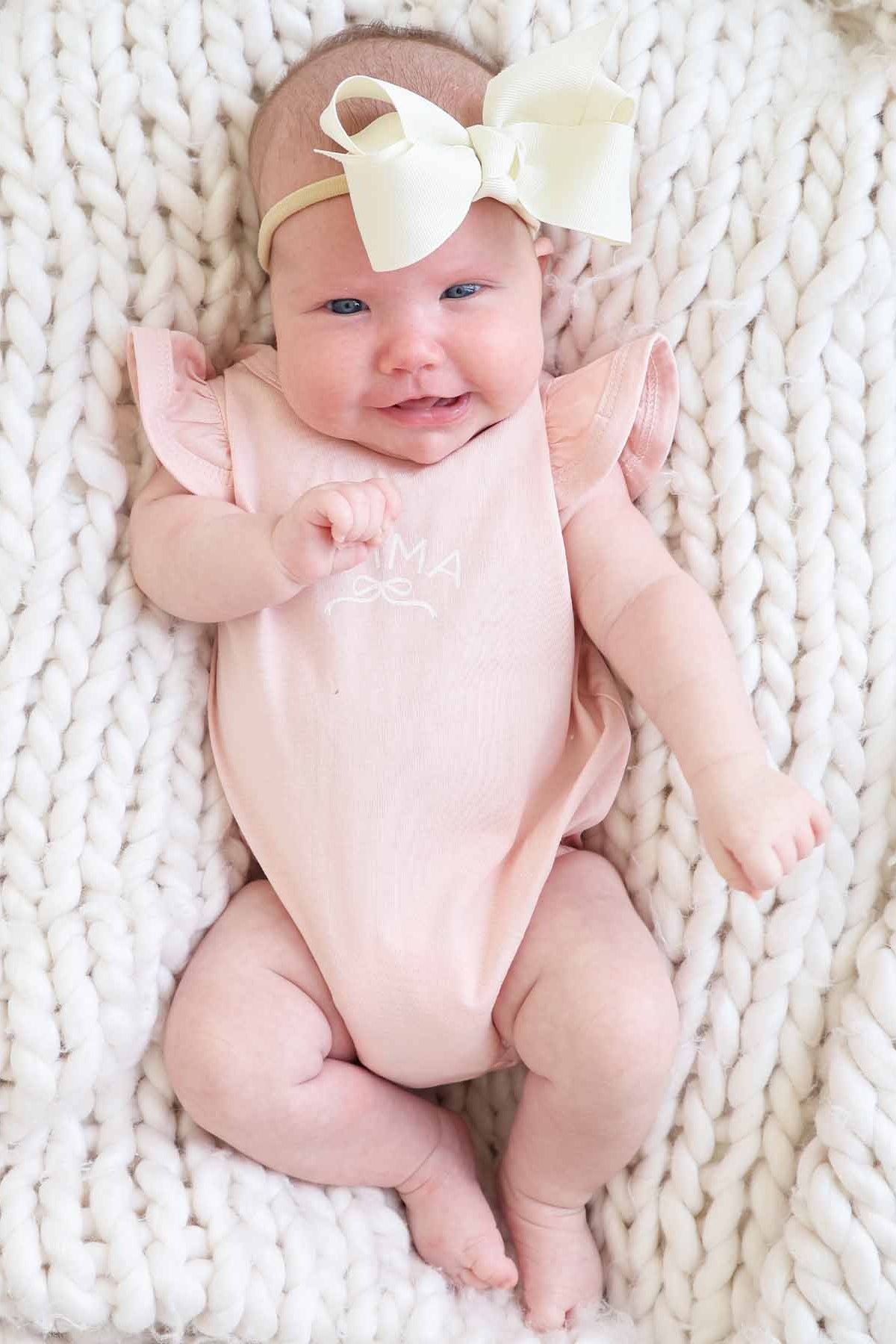 Personalized Ruffle Sleeve Bubble Romper | Pretty in Pink