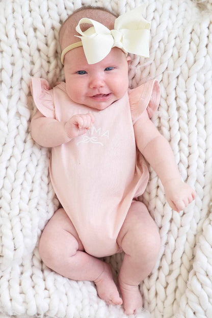 Personalized Ruffle Sleeve Bubble Romper | Pretty in Pink